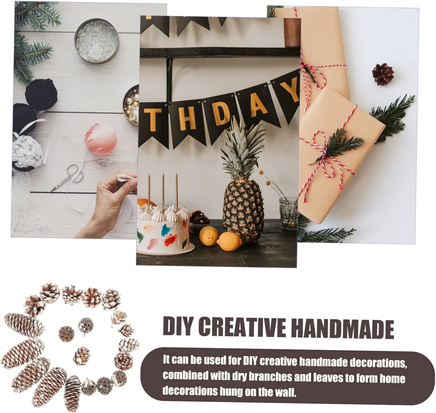 Veemoon 5sets Dried Pine Cones Kit Pine Cones for Christmas Tree Decorations Outdoor Winter Decorations