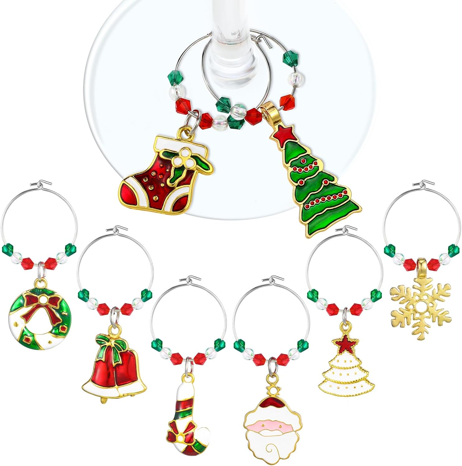 Sasylvia 8 Pcs Fall Wine Glass Charms, Autumn Glasses Markers