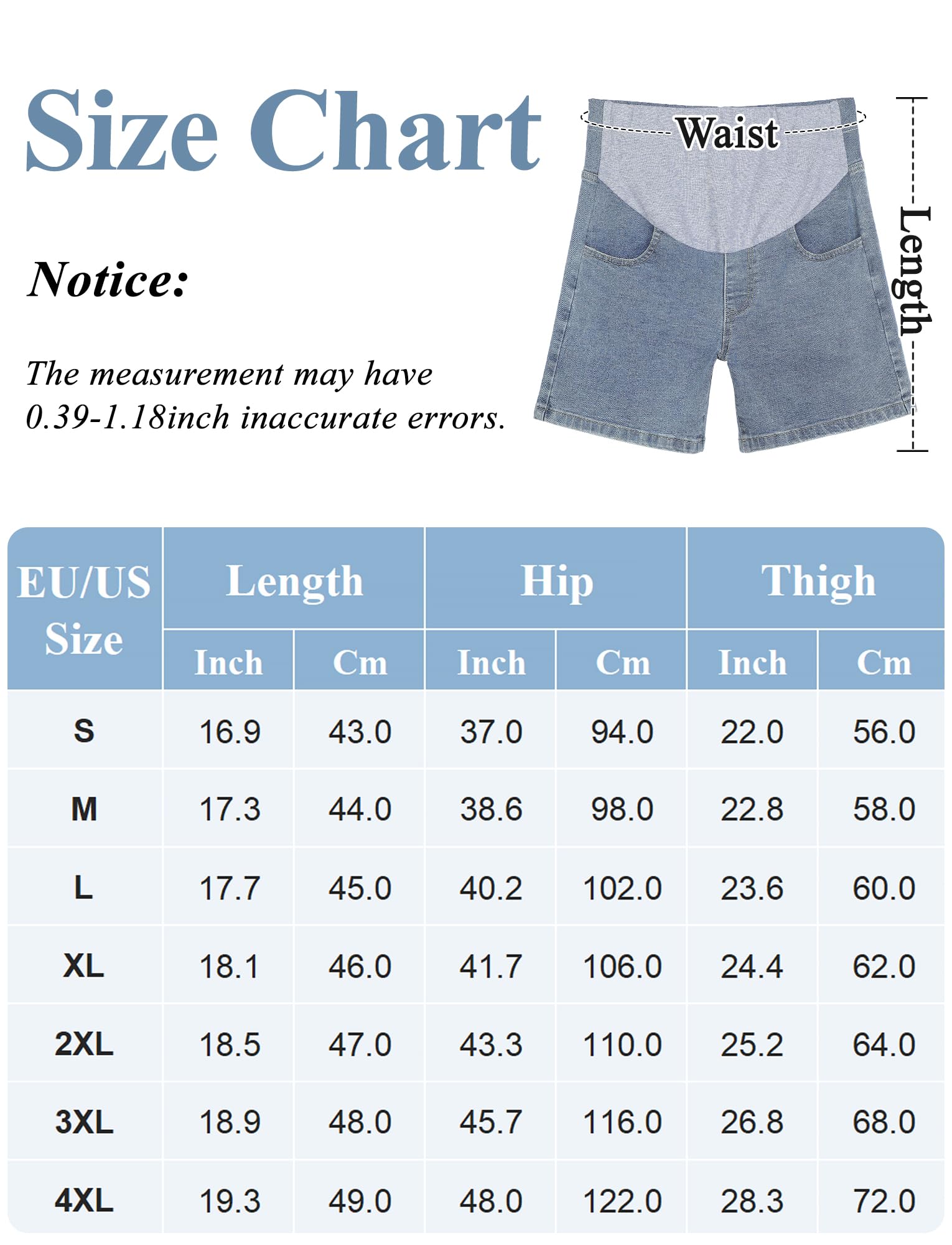 FEOYA Premaman Estiv Pantaloncini Classici a Gamba Dritta Jeans di maternità alla Moda Denim Shorts di maternità con Vita Elasticizzata S-4XL