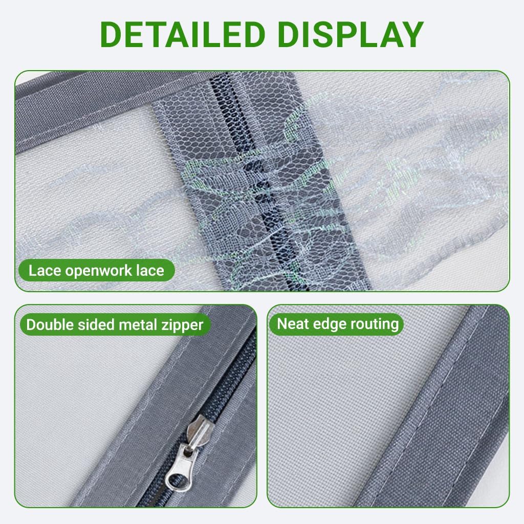 HASTHIP® Zip-up Window Mosquito Screen 120x120cm,No Drill Removable Fine Mesh Mosquito Screen Net with Lace Trim, Ventilated Mosquito Prevention Insect Window Screen