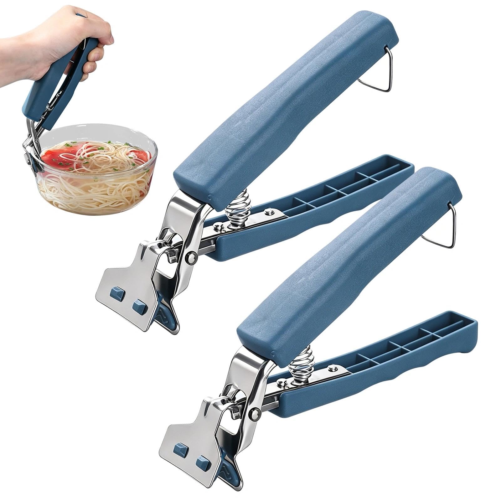 2Pcs Anti Scald Bowl Clip Stainless Steel Hot Plate Gripper Non Slip Tongs Holder for Pot Pan Microwave Air Fryer Kitchen Use