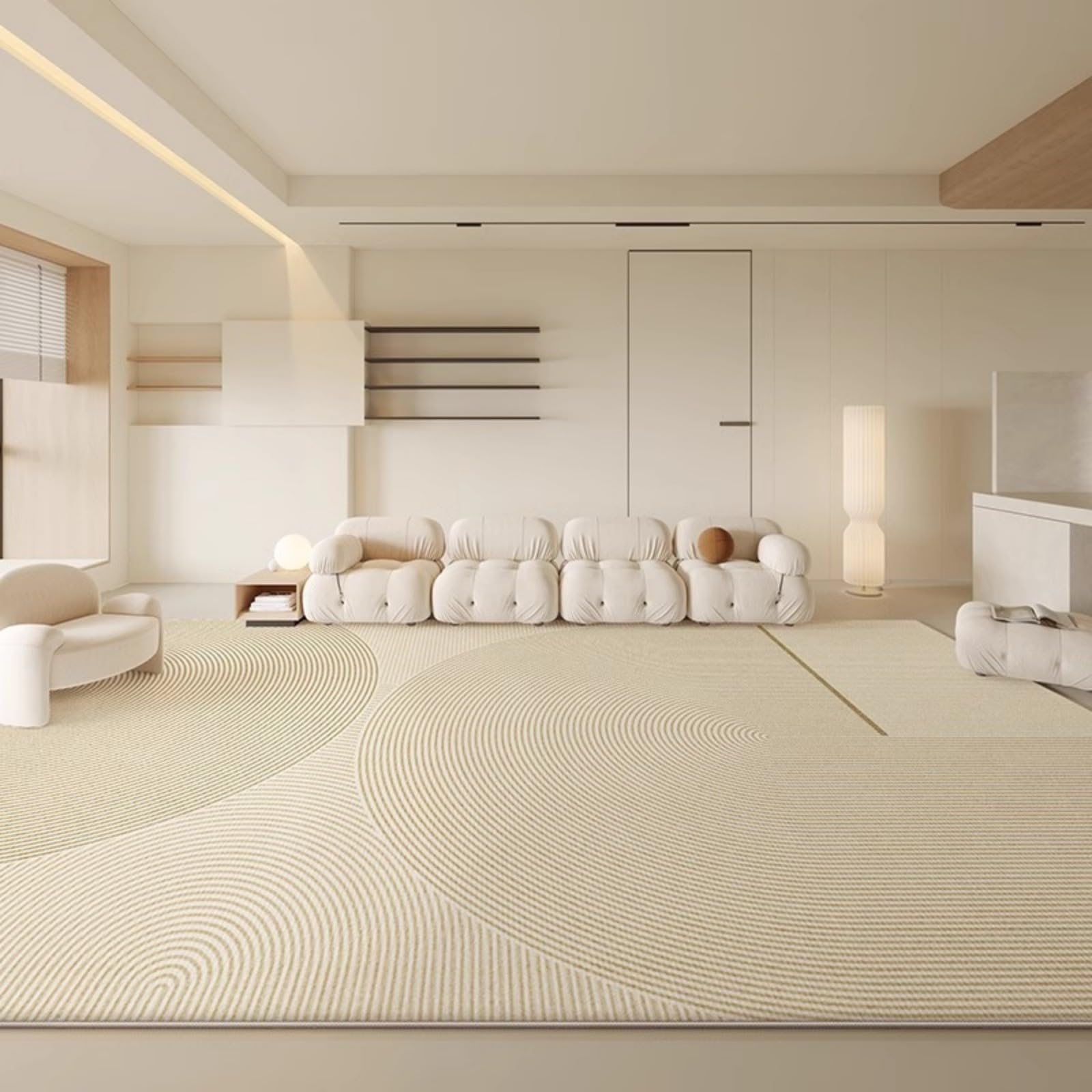 Tapis de salon épais style crème 80 x 160 cm en peluche haut de gamme
