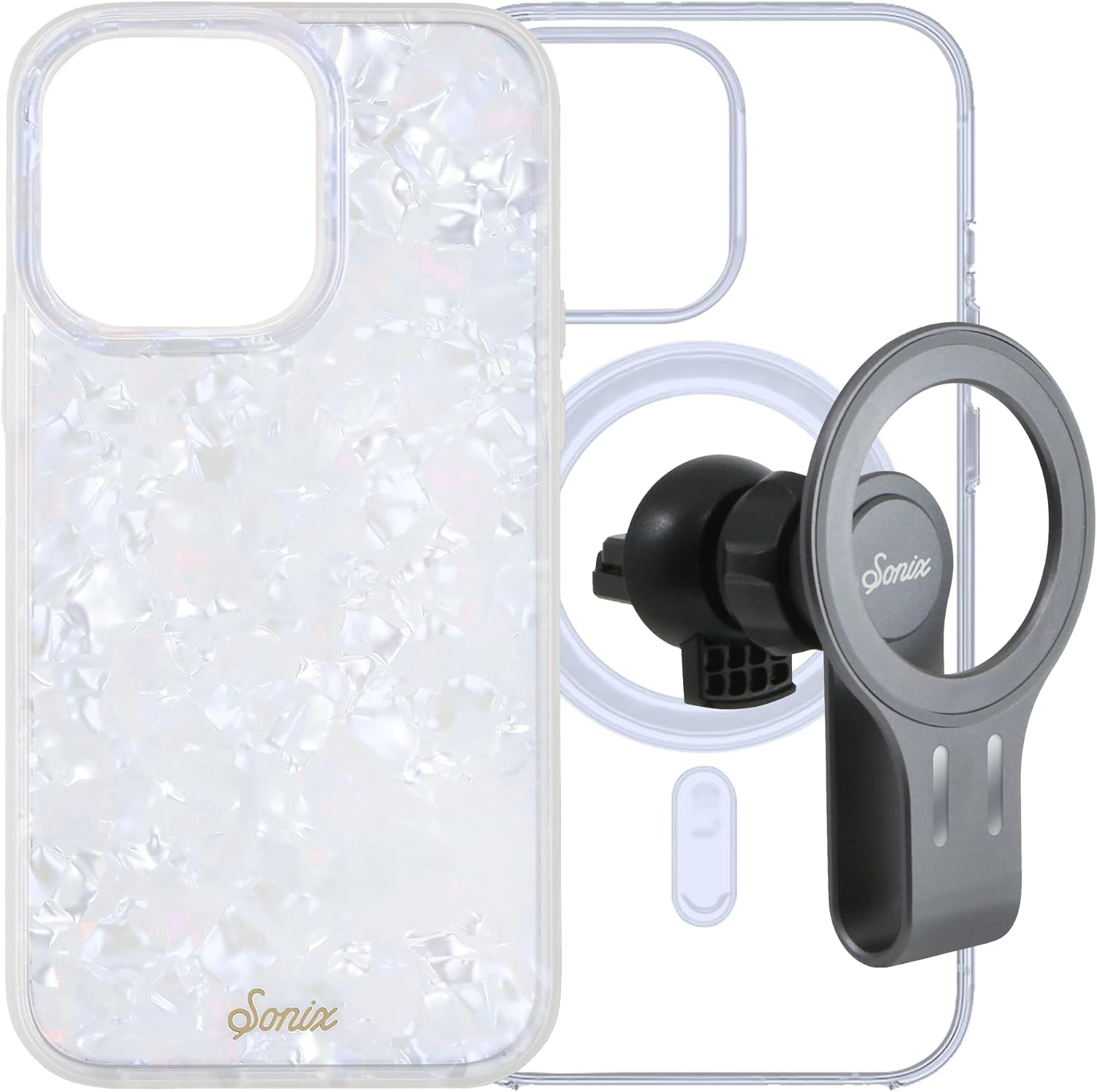 Sonix Pearl Tort Case + MagLink Car Mount for MagSafe iPhone 14 Pro