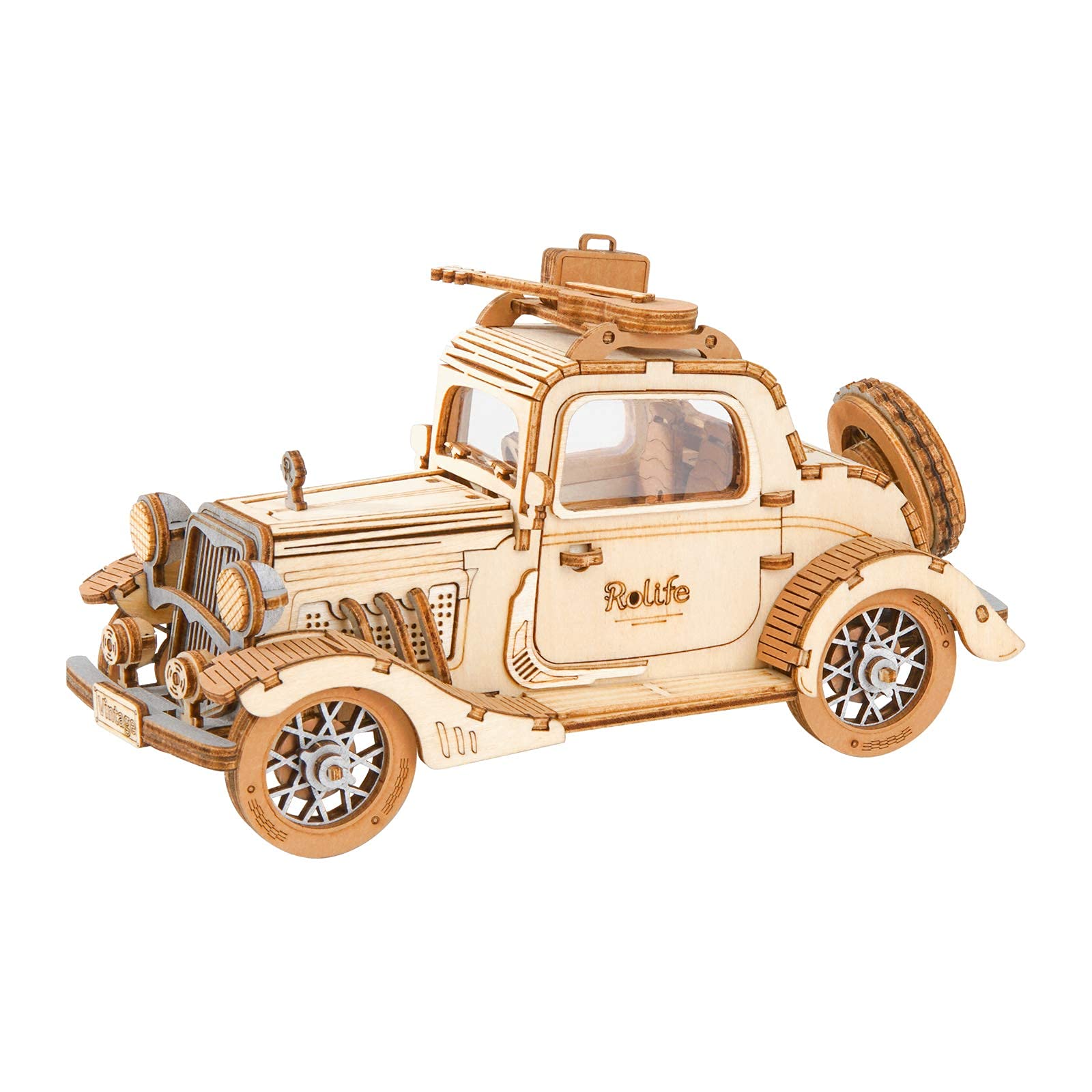 置物 WOODEN CAR Amazon.com: Rolife 3D Wooden Puzzles Retro Car Model