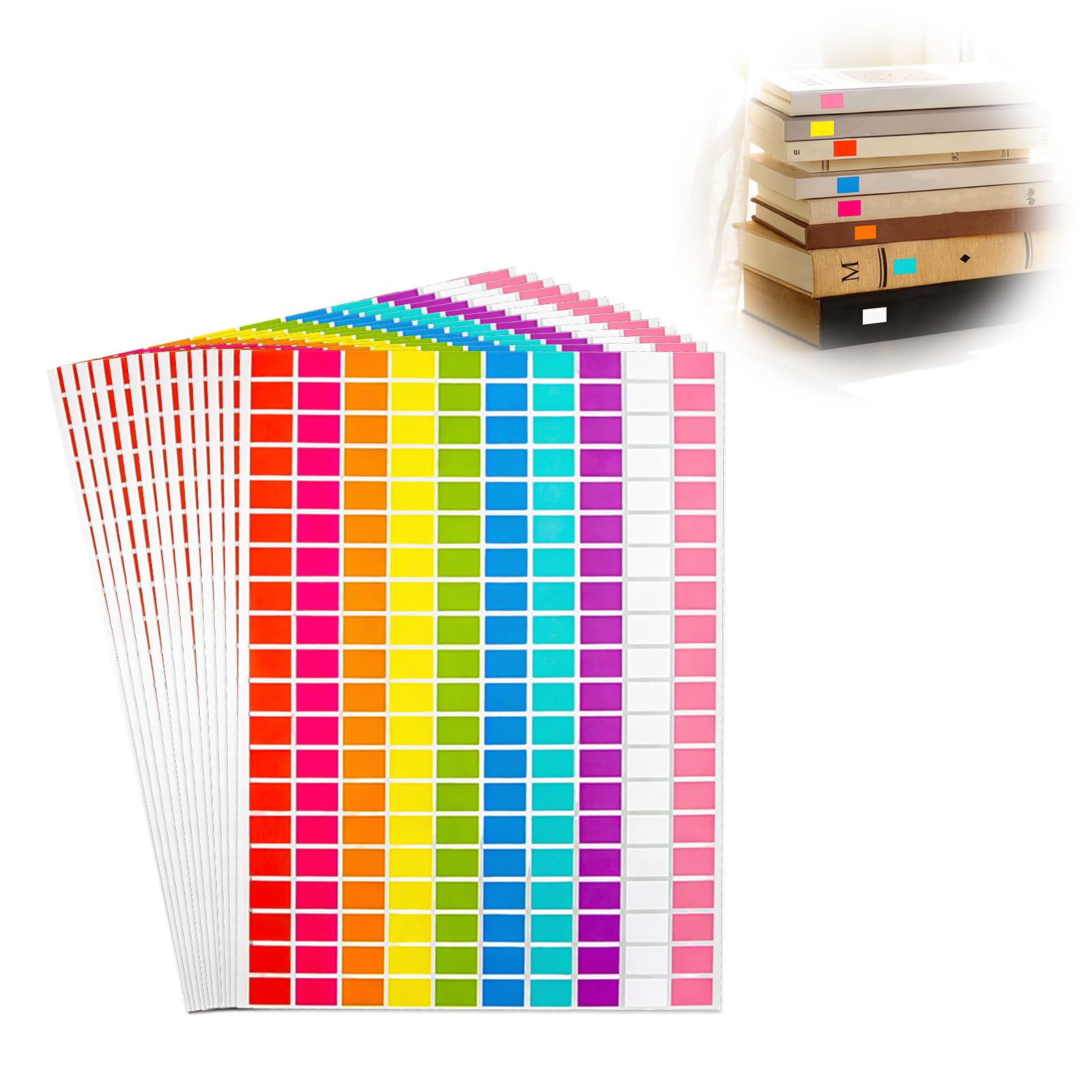 QLK 2600 Pack Rectangular Coloured Stickers Labels, 13PCS Rainbow Sticky Label, Small Stickers for Classroom Office Art Crafts, 13mm x 19 mm for Color Coding Kids DIY