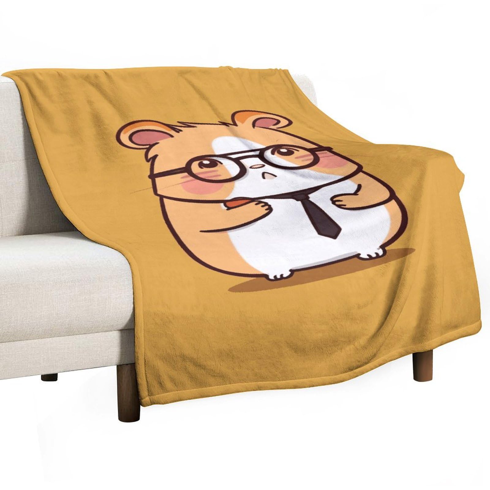 Plaid moelleux hamster à lunettes idéal pour cocooning sur le canapé quatre saisons