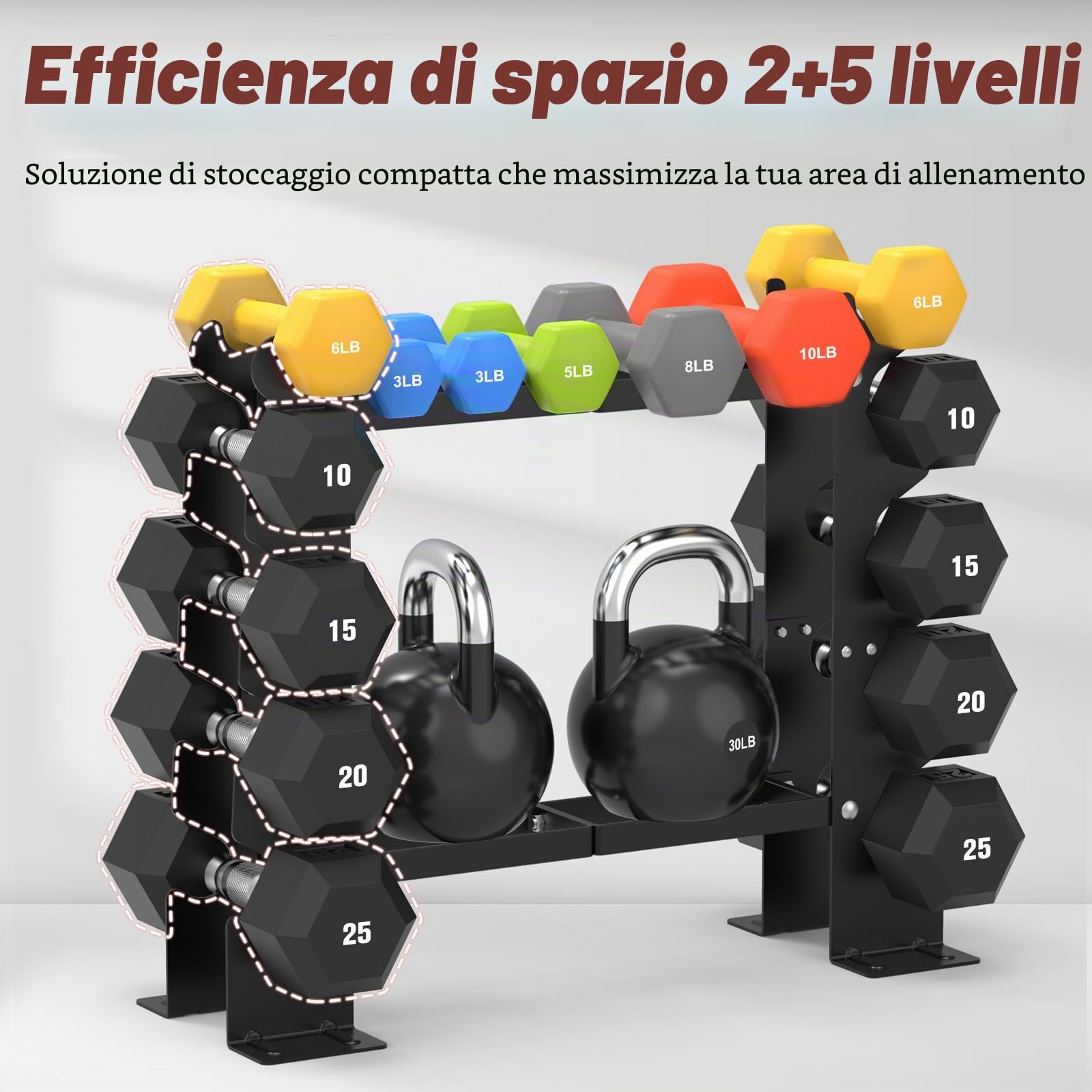 RELIFE REBUILD YOUR LIFE Rettangolo Manubri Rack Dumbbell Rack Manubri Supporto Peso Rastrelliera Pesi Porta pesi Palestra Casa