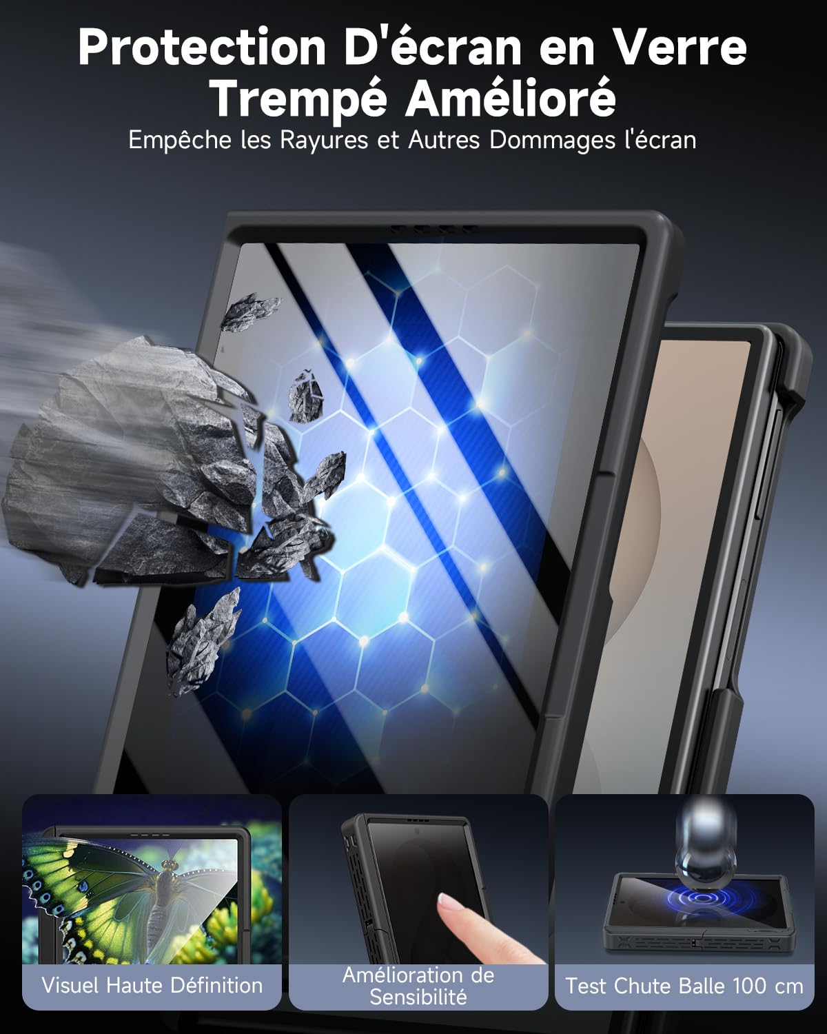 seacosmo Magnétique Coque Samsung Galaxy Z Fold 8 Anti-Espion Housse, Noir