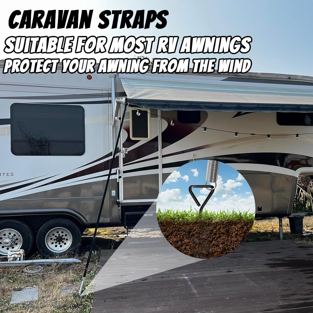 PASLFC Store tempête pour camping-car, sangle de protection contre les tempêtes, kit de fixation latérale pour la plupart des camping-cars et caravanes