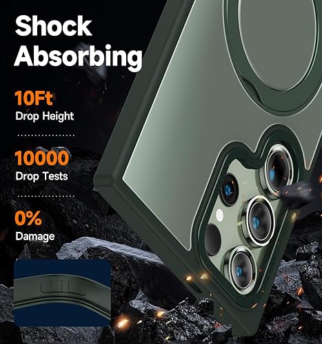 Miniatura 5 de MAGIC JOHN Funda magnética para Samsung Galaxy S22 Ultra compatible con Magsafe con soporte de metal magnético giratorio a prueba de golpes de grado