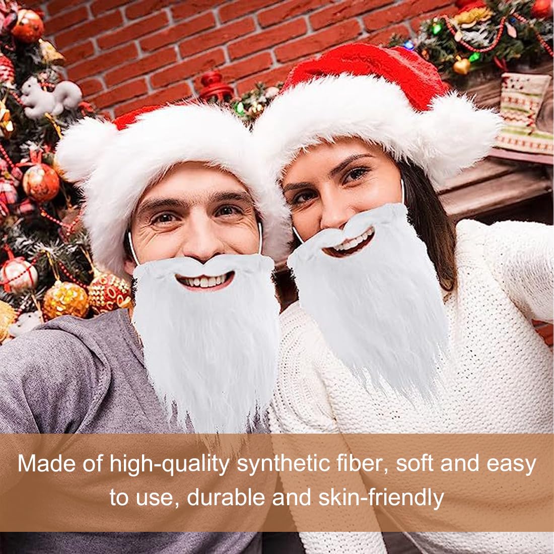 Pack De 2 Barbas Y Bigotes Falsos Divertidos Con Adhesivo Y Goma Elástica, Ideales Para Fiestas Y Disfraces De Navidad Y Halloween