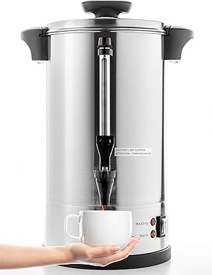 SYBO 2022 UPGRADE SR-CP-50B Commercial Grade Stainless Steel Percolate Coffee Maker Hot Water Urn for Catering, 50-Cup 8 ...