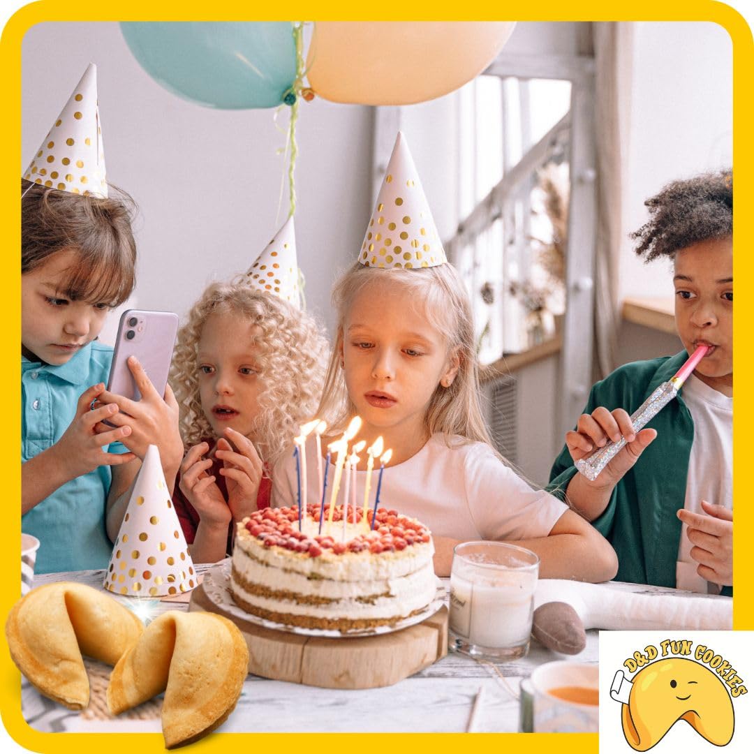 D&D Fun Cookies Biscotti della Fortuna 50 pezzi | Compleanno del bambino | Biscotti bambini | Biscotti della fortuna cinesi | Biscotti confezionati singolarmente | Biscotti regalo | Fortune Cookies