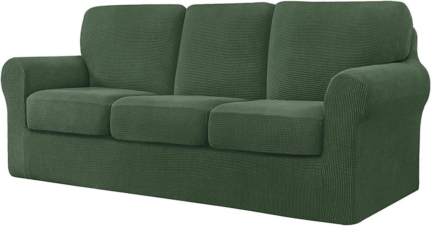 BUAOGDVG 7 Pieces Sofa Covers,Multifunctional Sofa Slipcovers with Separate Cushion Covers and Seperate Backrest Covers Furniture 3 Seaters Protector(Armygreen,3 posti)
