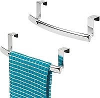 Vista 15 de mDesign Barra Curva de Acero para Puerta, Toallero Almacenaje, Colgador para Armario o Mueble, Soporte para Cocina, Baño - Sostiene Toallas