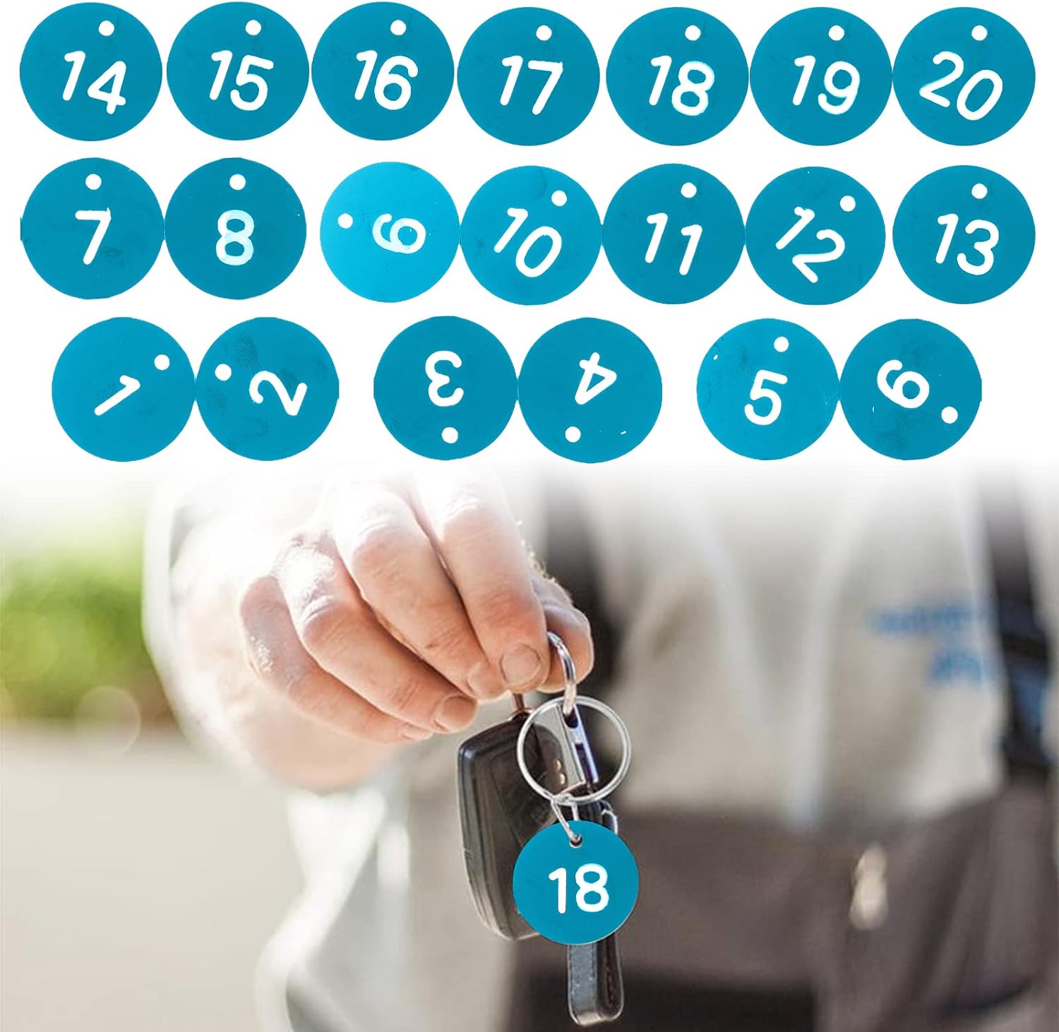 Etichette Numerate In Plastica Per Chiavi - Numeri Incisi, Diametro 3 Cm, Nero - Foto 3