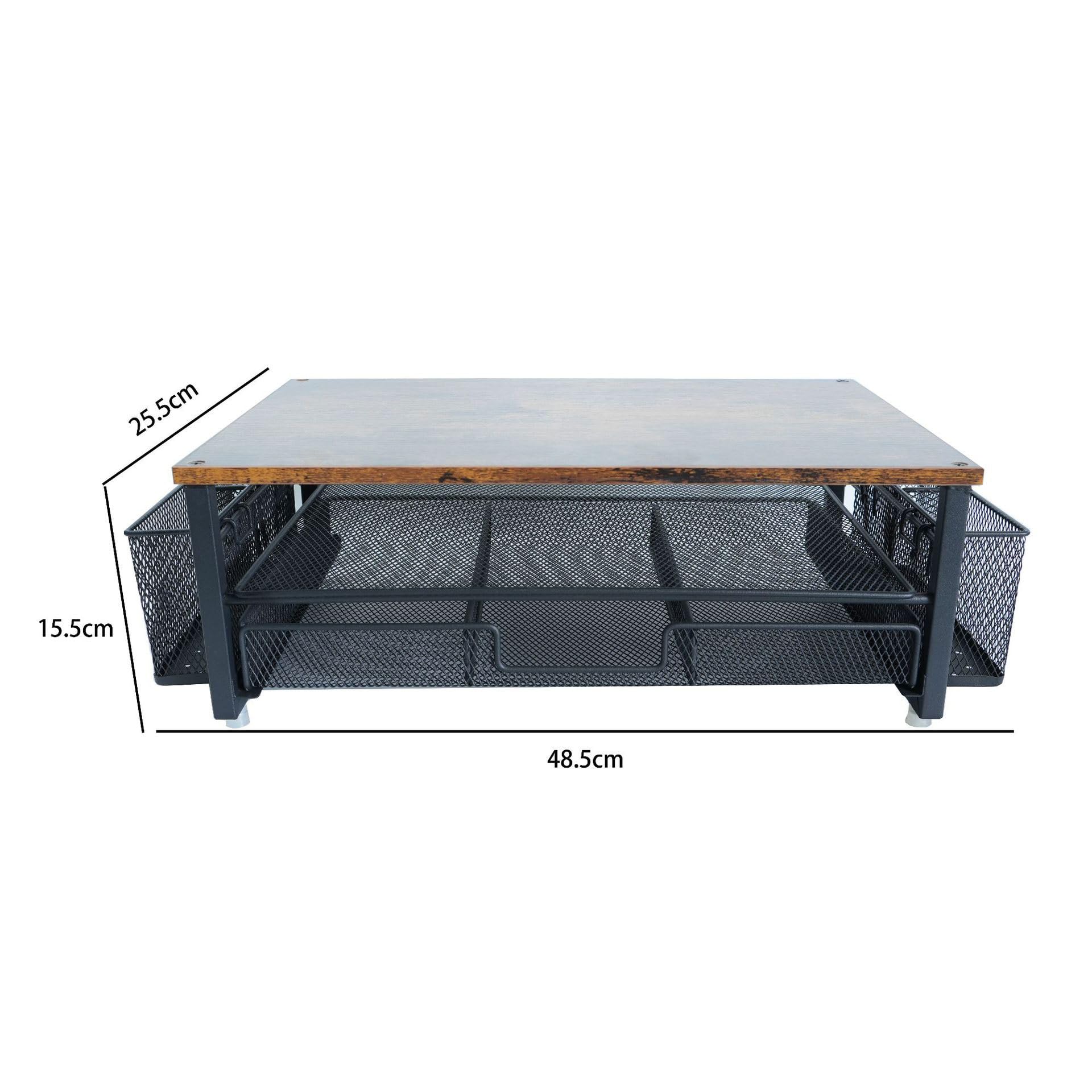 Piattaforma espositiva moderna larga 48,5 cm con cassetto integrato e supporti per accessori per scrivania ordinata casa ufficio planner