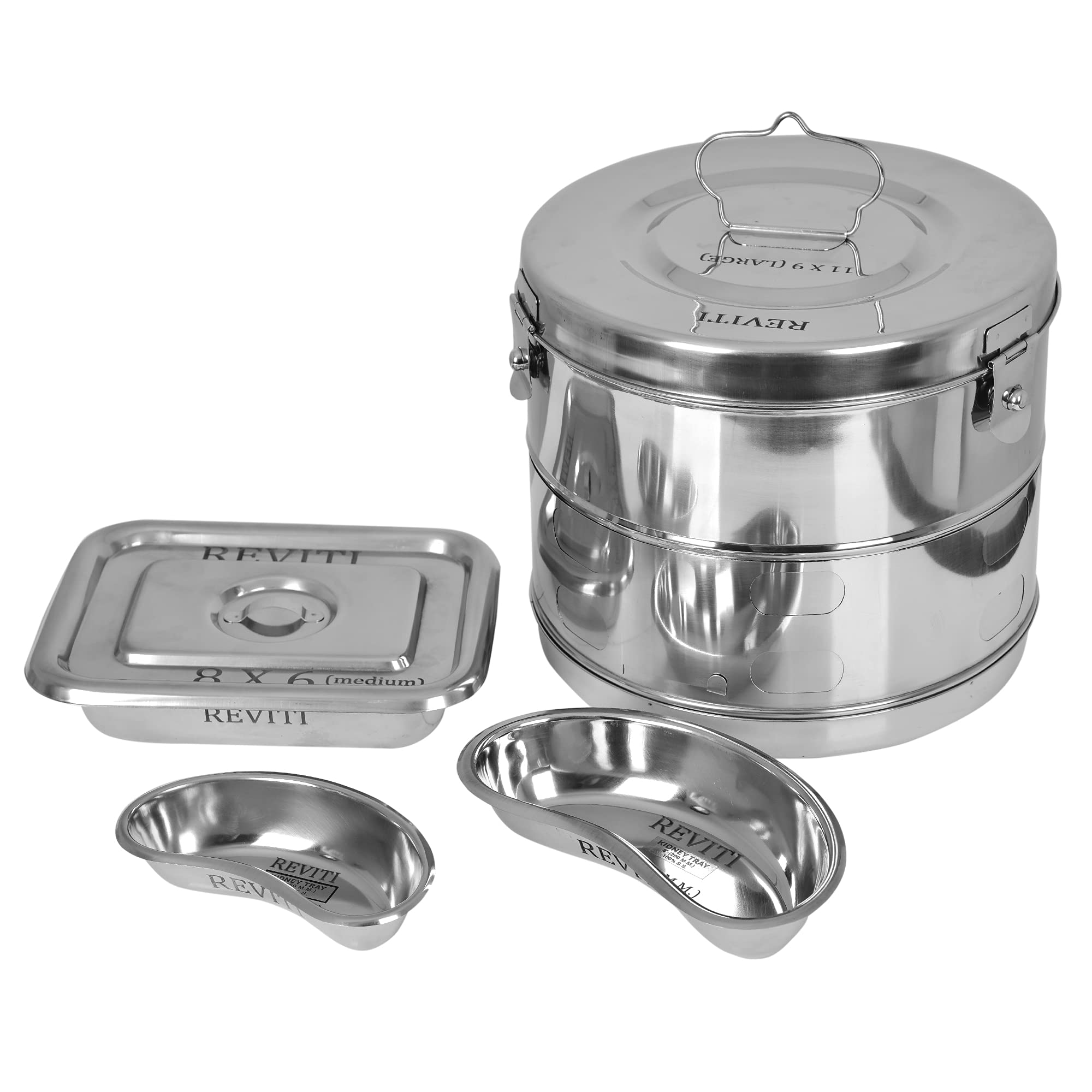 Reviti® by Hospiclub Dressing Drum/Autoclave Drum 11x9, instrument tray 8x6,kidney tray 8 inch, kidney tray 6 inch Heavy Duty Stainless Steel (B09799BTV8) Amazon Price History, Amazon Price Tracker
