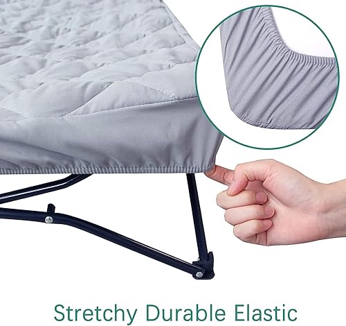 Miniatura 2 de Sábana para Regalo My Cuna Cama portátil para niños pequeños, cuna de viaje (solo sábana, cama no incluida), funda acolchada suave, gris, 54x28