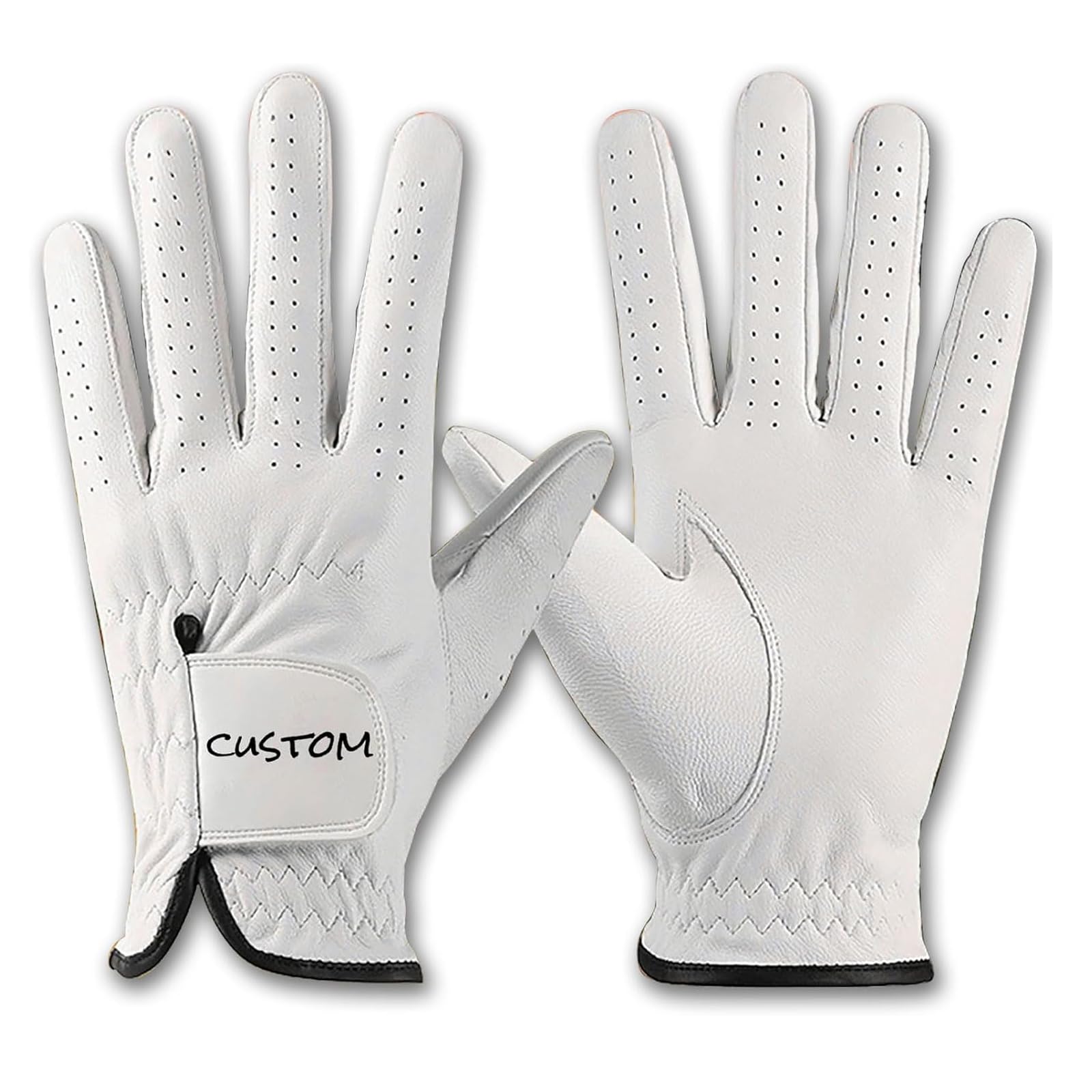 1Pcs Personalised Text Leather Golf Gloves, Custom Your Own Name Golf Glove, Customized Non-Slip Breathable Wear-Resistant Sports Gloves, Gifts for Golfers, Christmas Birthday Gifts (Beige, L)