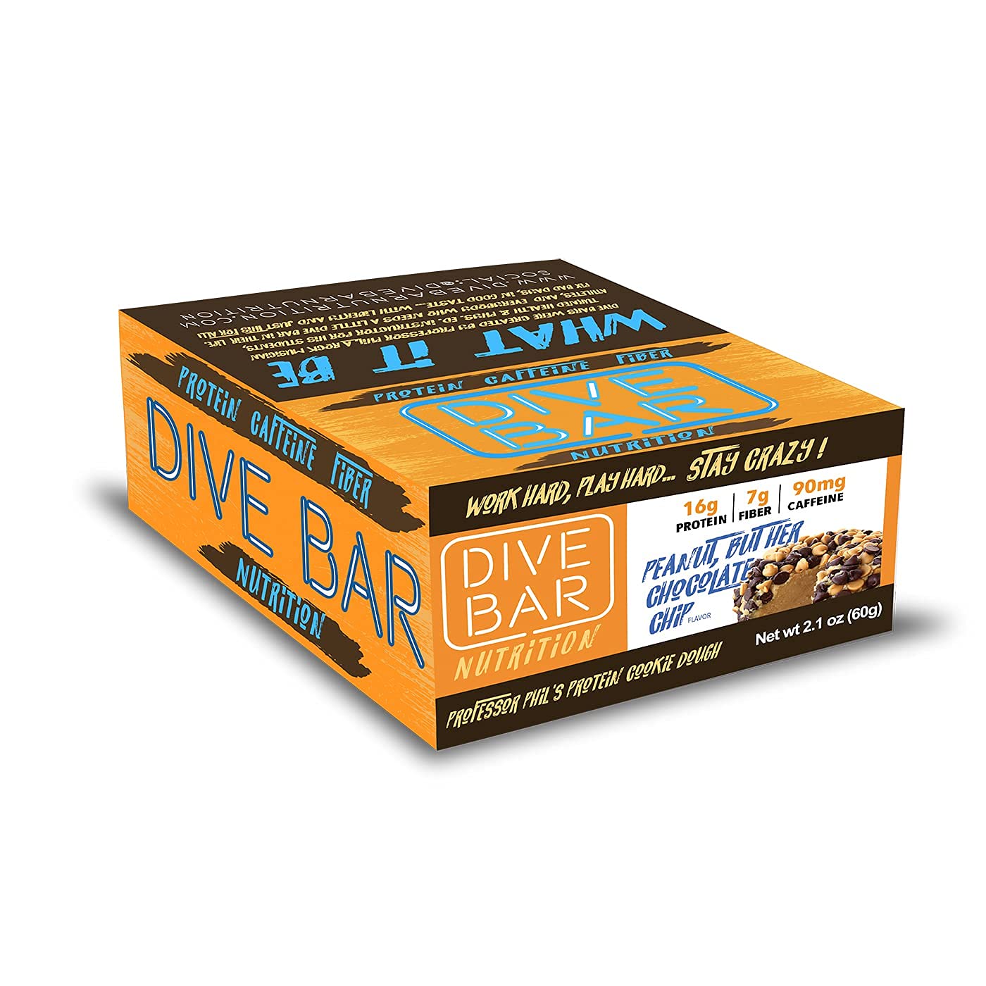 Dive Bar Nutrition CAFFEINATED, PROTEIN COOKIE BARS: Fuel your life… in good taste. 12 Bars (Peanut But Her Chocolate Chip)