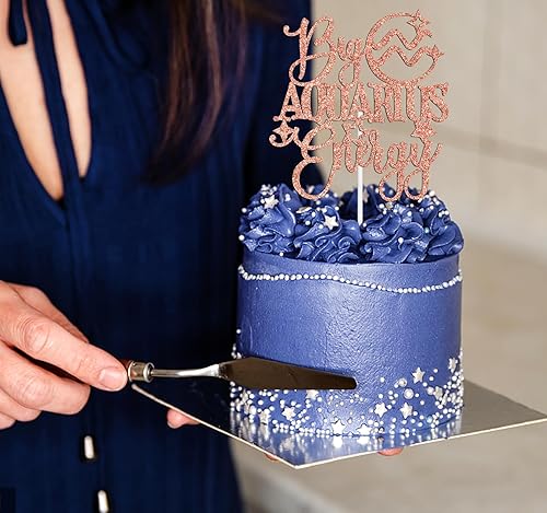 Miniatura 5 de Big Aquarius Energy Cake Topper, feliz cumpleaños Acuario en enerofebrero, temporada de acuario, 12 constelaciones del zodiaco, suministros de