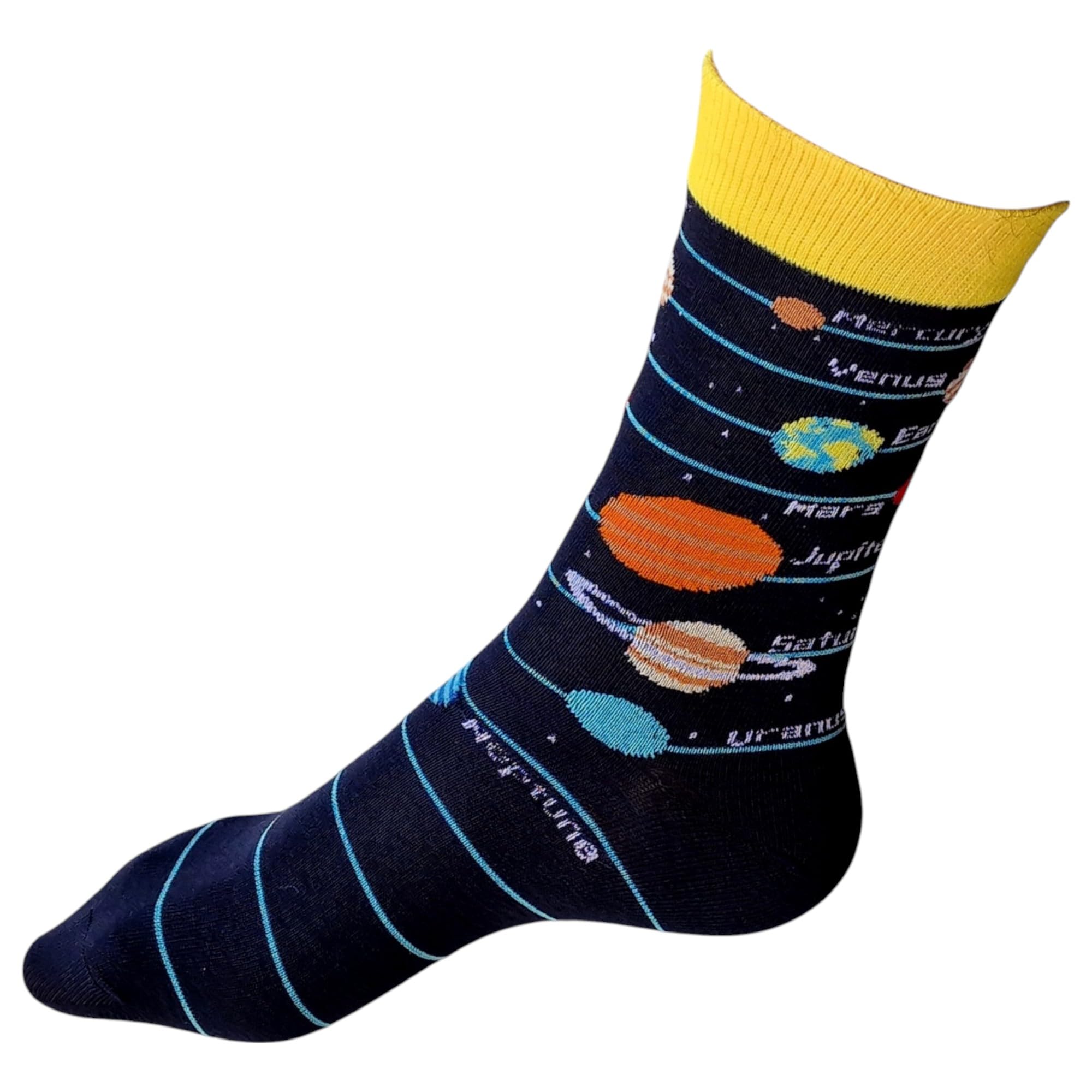 Sock Shack Men's Blue The Solar System Planets In Space Celestial Cosmic Astronomy Socks One Pair 6-10 Uk