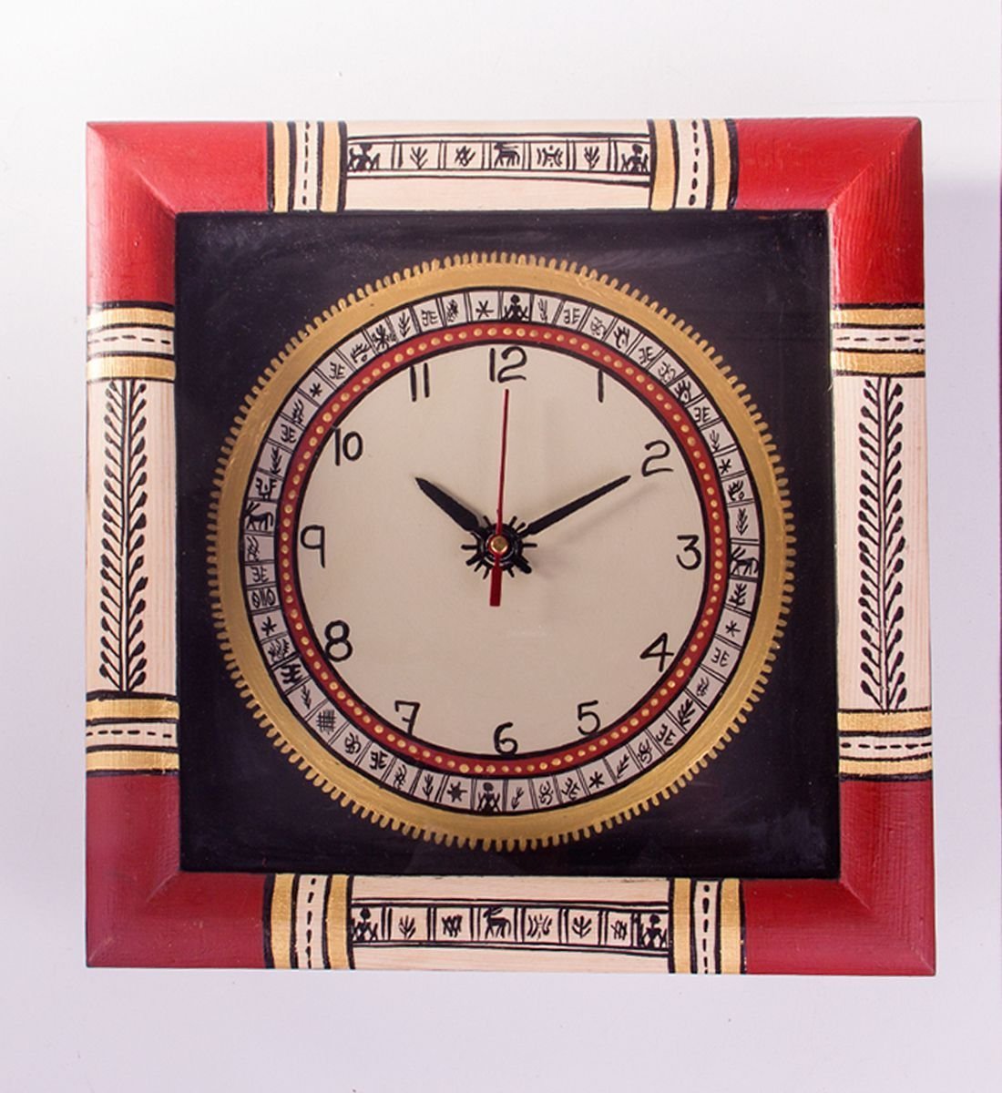 eVogue Hand Painted Black & Red Warli Wall Clock Amazon.in