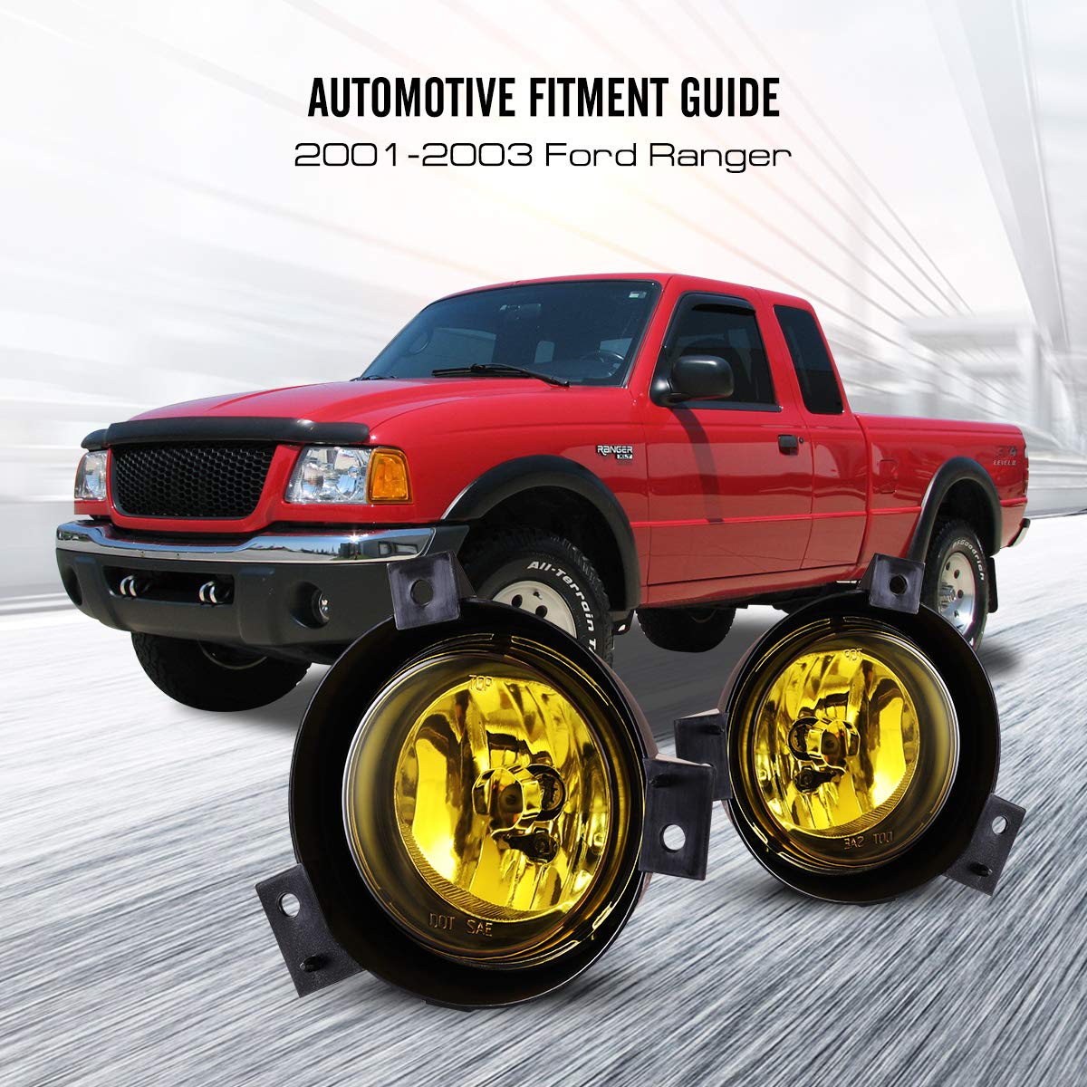 AUTOWIKI Fog Lights for 2001-2003 Ford Ranger 2PCS OEM Replacement Fog Lamps With Yellow Lens