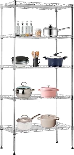 Miniatura 158 de BestOffice Estantes de almacenamiento de alambre de 3 niveles con ruedas 23 x 13 x 31 pulgadas Cromado Estantes ajustables Estante de metal