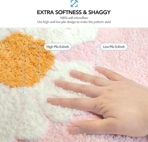Miniatura 3 de ANNARUGER Alfombra de baño rosa, de microfibra ultra suave, 20 x 32 pulgadas, extra absorbente, lavable a máquina, antideslizante, para bañera y