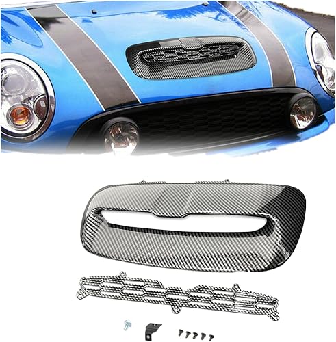 Kojem Mini Cooper Hood Scoop compatible con 2007-2013 Mini Cooper S R55 R56 R57 R58 R59 Ventilación de entrada de aire Impresión de fibra de carbono