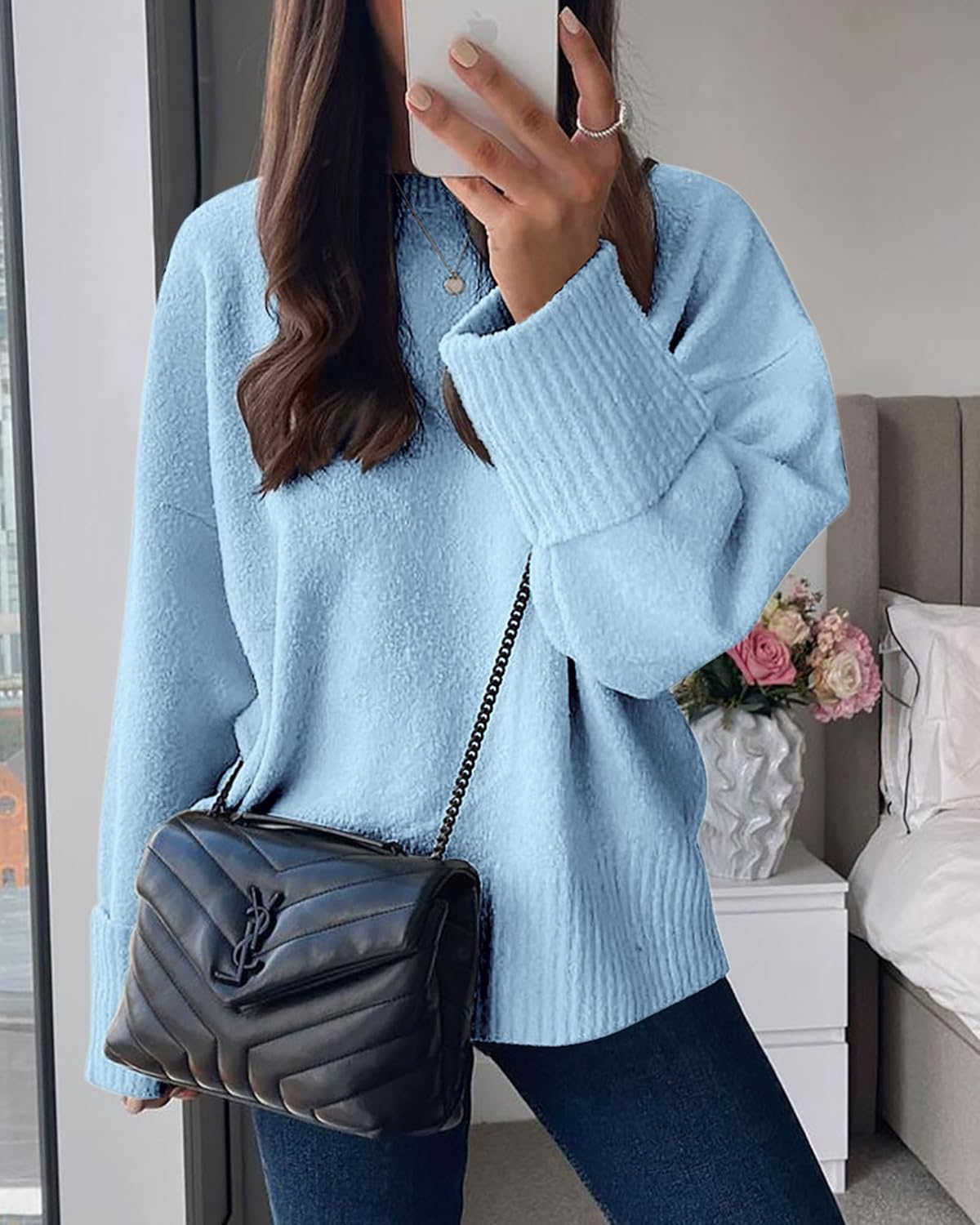 PRETTYGARDEN Women's Fall Oversized Sweaters Casual Crewneck Pullover Long Sleeve Fuzzy Chunky Knit Tops Blouse - Image 7