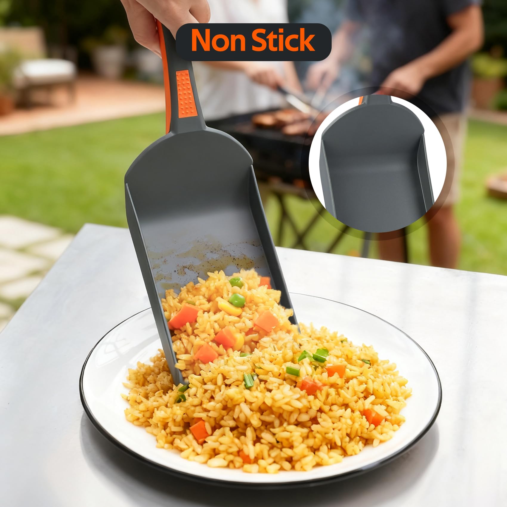 Onlyfire Kit Accessori per Griglia Barbecue in Nylon, 2 Spatole per Piastra, Pala per Piastre e Pinza da Cucina, Utensili per Barbecue e Cottura All'aperto, Lavabile in Lavastoviglie