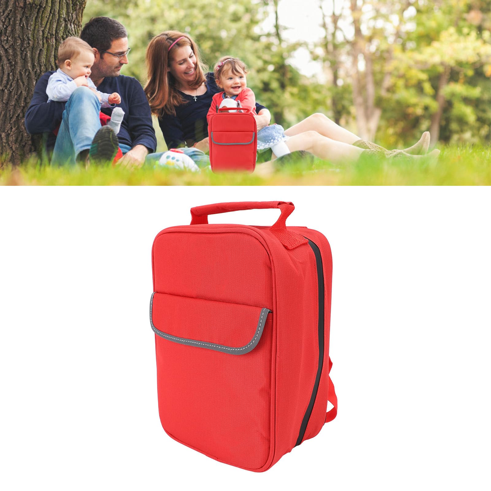 First Aid Bag, Multifunktionaler Outdoor Emergency Bag mit wasserdichtem Polyester, reflektierendem Streifen, mehreren Fächern und reißfestem Material für Notfallvorsorge
