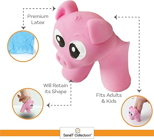 Miniatura 4 de Juego de marionetas de plástico educativas y divertidas con temática de animales de granja, 4 cerdos rosados