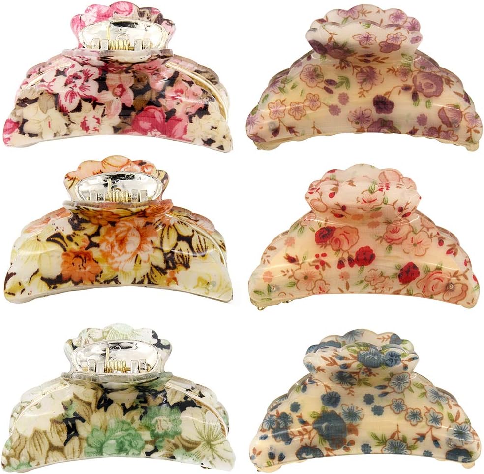 Kaide Large 3.5 '' No-Slip Plastic Grip Jaw Claw Hair Clip For Thick Hair,Pack of 6