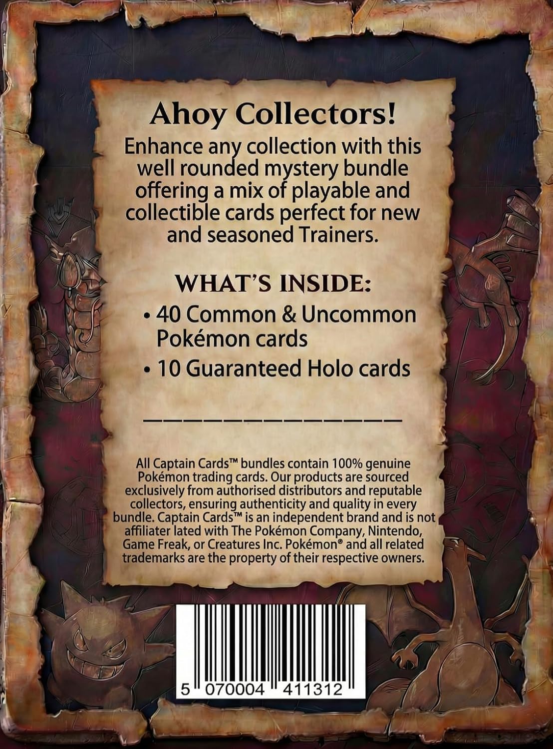 Pokémon Mystery Pack – 50 Genuine Pokémon Cards – 40 Common & Uncommon + 10 Guaranteed Holo – Collectors Bundle