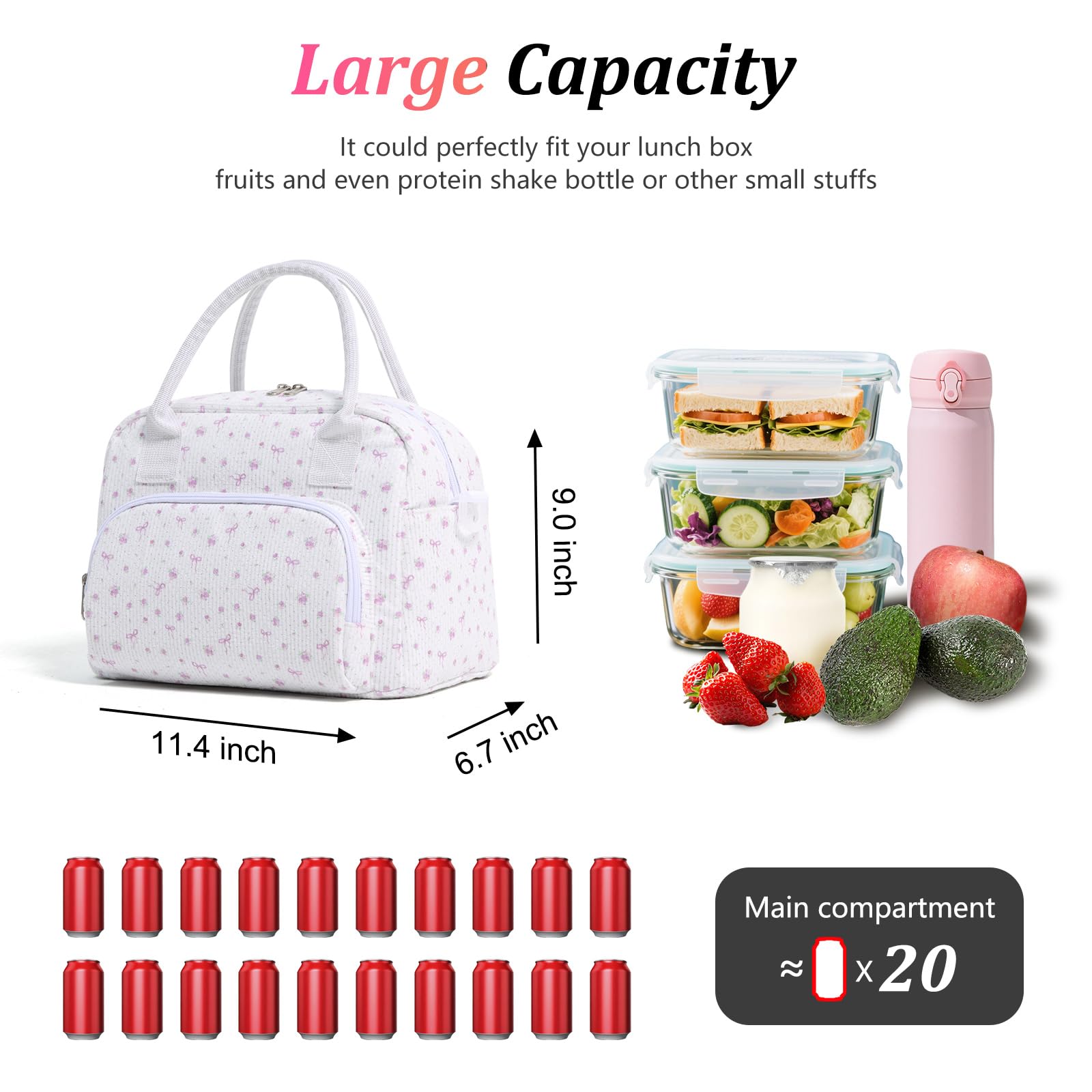 AOTM Lunch Bags for Women 12L Large Insulated Lunch Box with Adjustable Shoulder Straps - Image 2