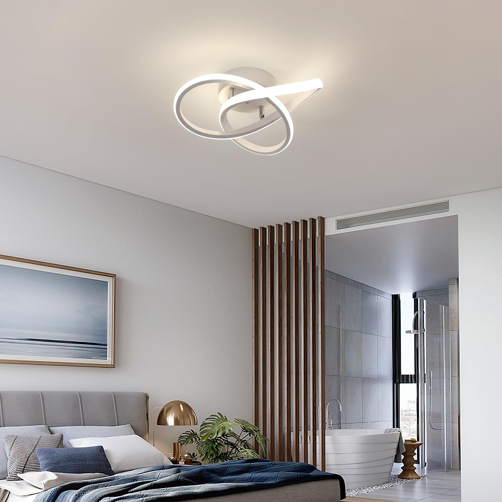 Comely Plafoniera LED Moderna, 30W 3375LM Lampada da Soffitto Creativo Forma di Fiore, Acrilico Illuminazione a Soffitto per Camera da letto Soggiorno Cucina, Bianco, Luce Naturale 4500K Dia 30cm