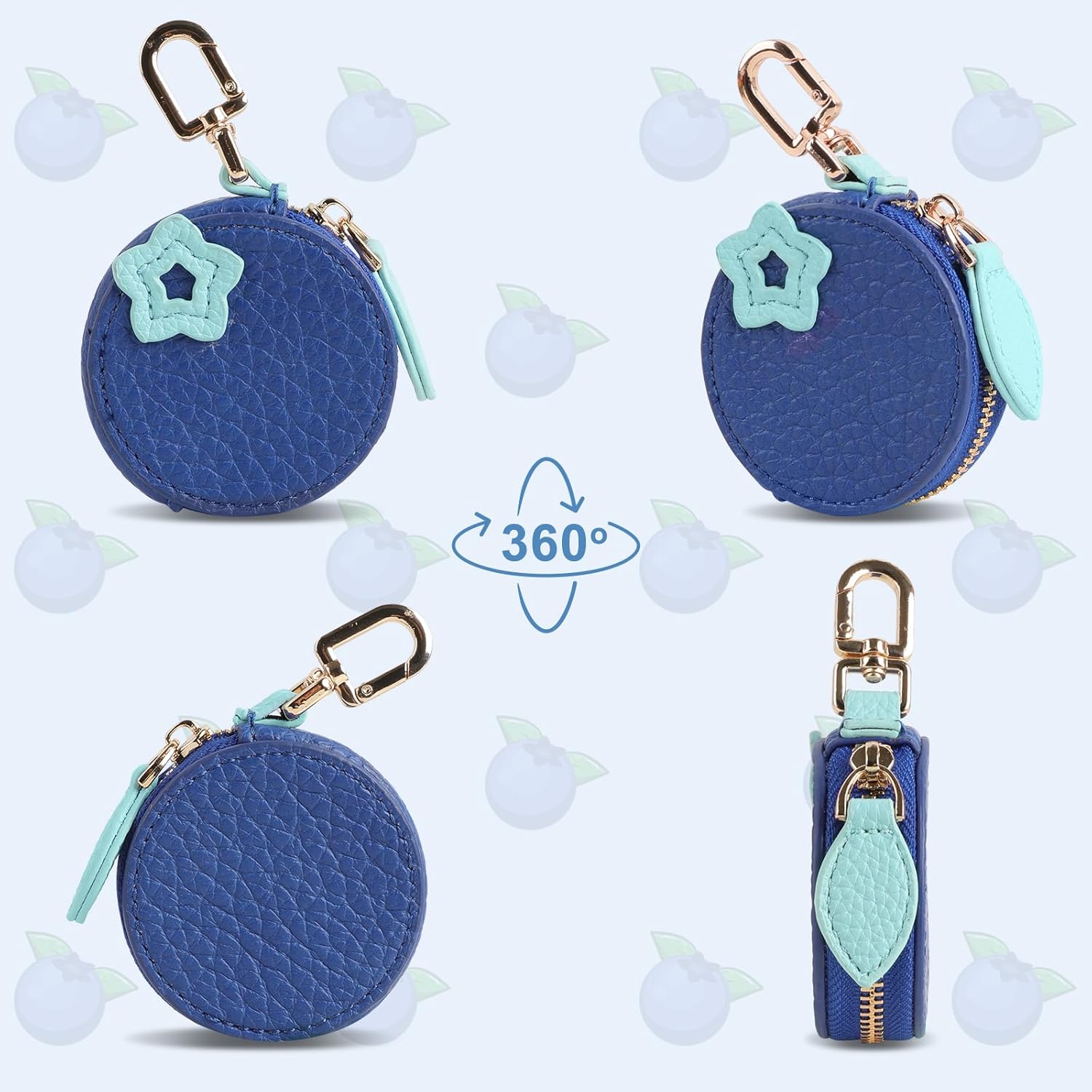 XSUIOY Orange Fruit Coin Purse Keychain Bag Charm, Mini Leather Coin Purse & Pouch Airtag Holder Keychain, Kawaii Bag Charms for Handbag, Tote, Keys, Airtag, Gifts for Girls & Women - Image 6