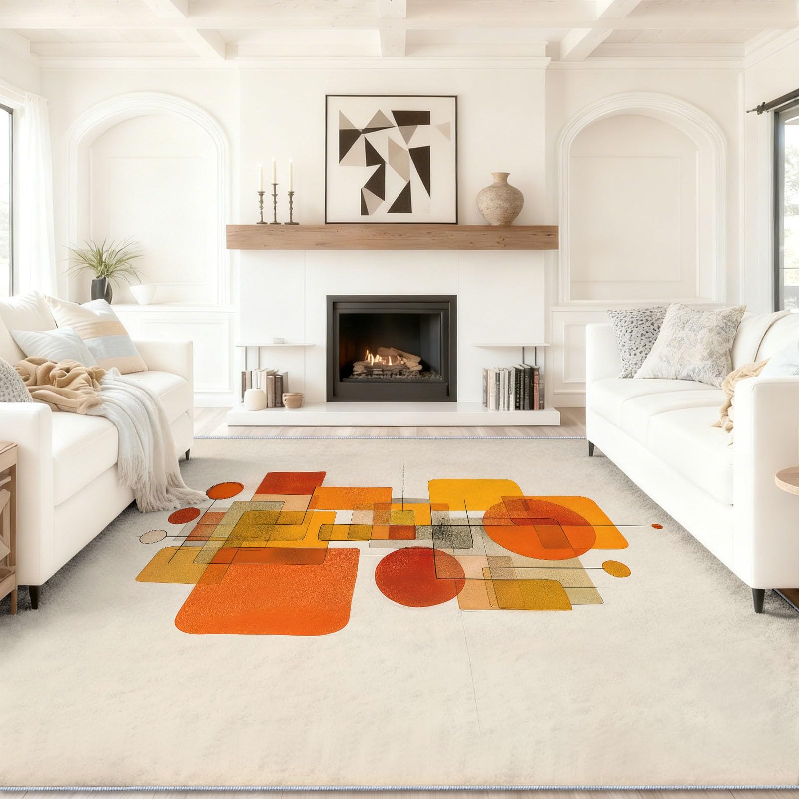 Minimalistisch Nordisch Teppich Orange Beige 120 x 170 cm