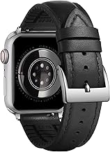 BINLUN Silicone Leather Strap Compatible with Apple Watch 38 mm 40 mm 41 mm 42 mm 44 mm 45 mm 46 mm 49 mm Microperforations Silicone Leather Hybrid Straps Suitable for iWatch 10/9/8/7/6/5/4/3 2/1/1