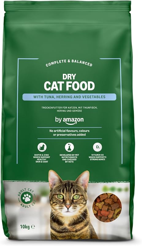 Hrană uscată completă pentru pisici adulte by Amazon cu ton și hering, 10 kg, 1 pachet