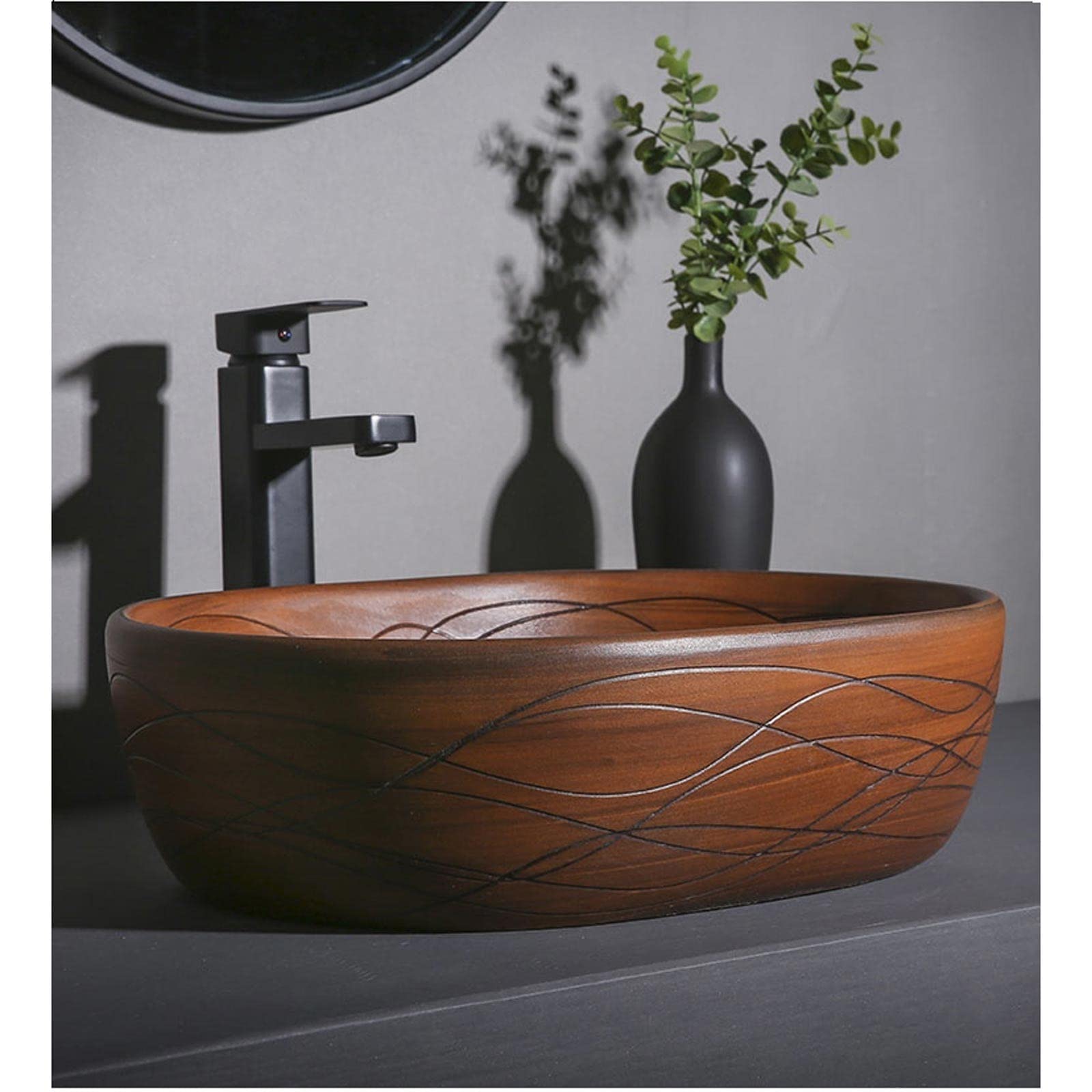 Zlewozmywaki łazienkowe owalne nad blatem porcelanowe ceramiczne naczynie łazienkowe naczynie łazienkowe umywalka umywalka artystyczna umywalka 47,5 cm x 34,8 cm x 13 cm wpuszczana umywalka