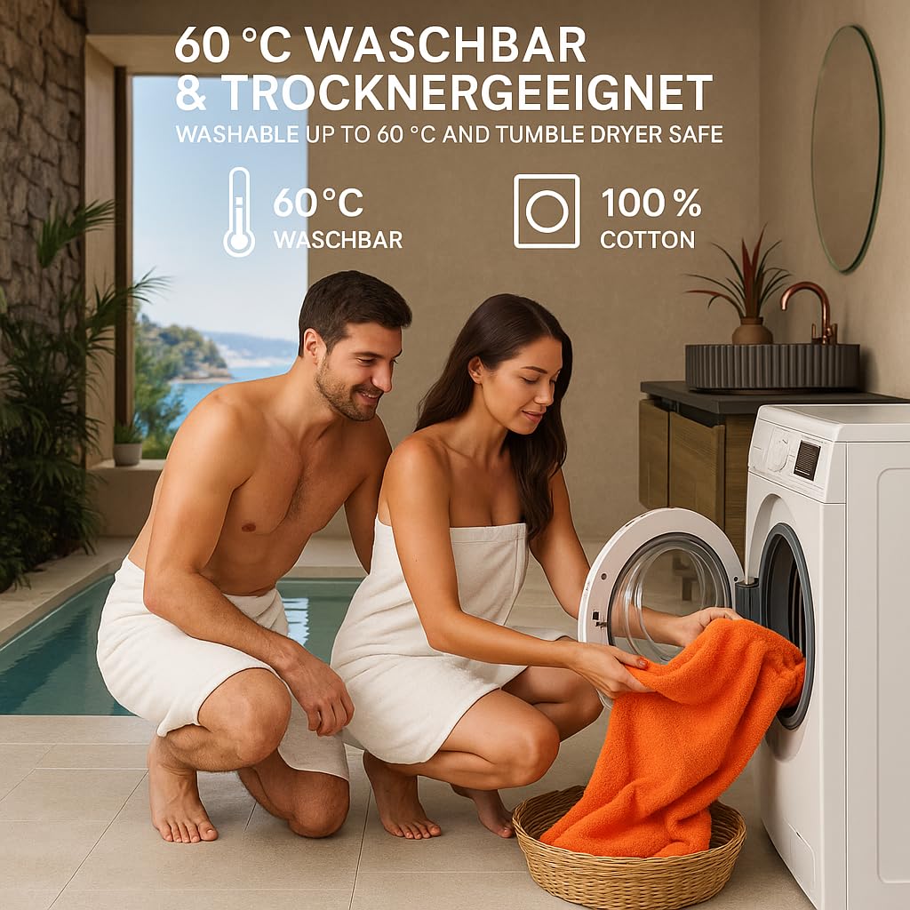 Betz Premium Juego de 2 Piezas de Toallas de Sauna 100% algodón XXL Toalla de baño 70x200 cm - Naranja