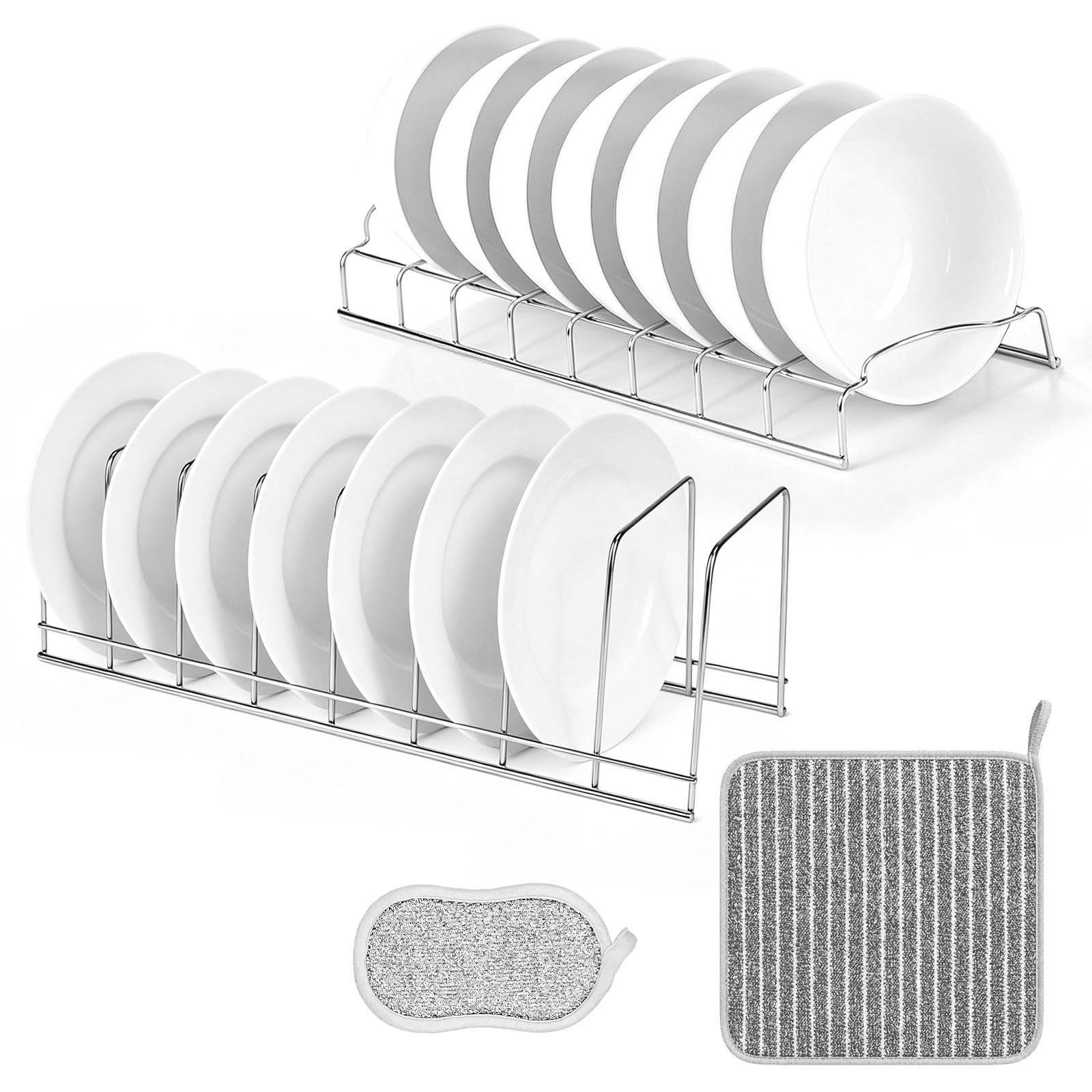 MHreends Plate Rack Bowl Rack Set 2 Pcs, Dish and Bowl Nizer