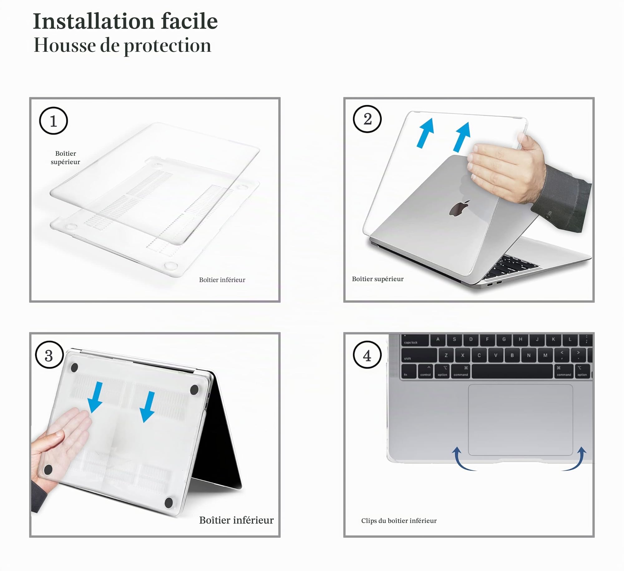 GVTECH Coque pour MacBook Air 13 Pounces 2010-2017 A1369 A1466, Étui Rigide en Plastique, Protection de Clavier, Protecteur d'écran pour MacBook Air 13", Transparent
