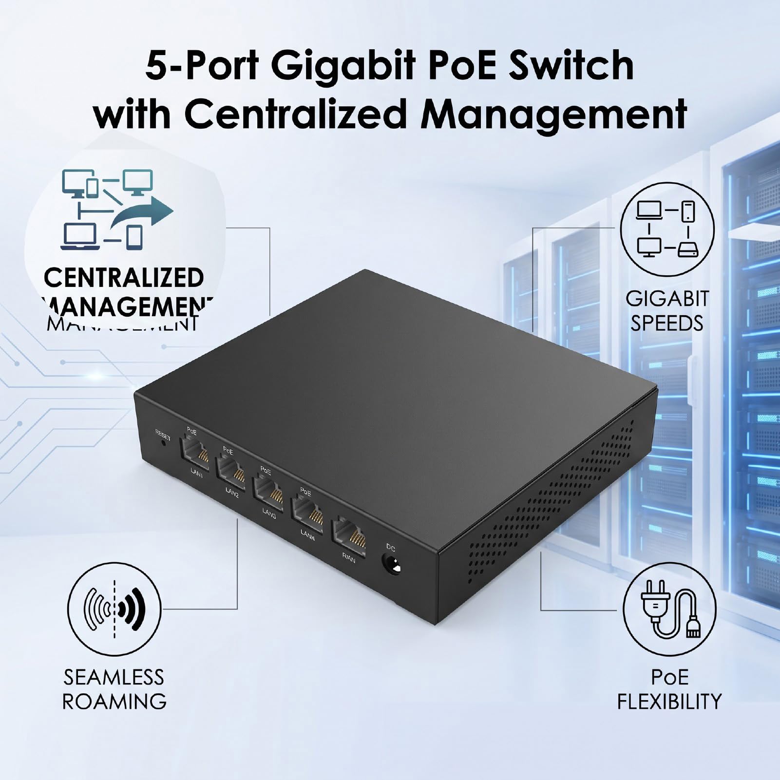 Conmutador de Red Gigabit PoE con Roaming Continuo