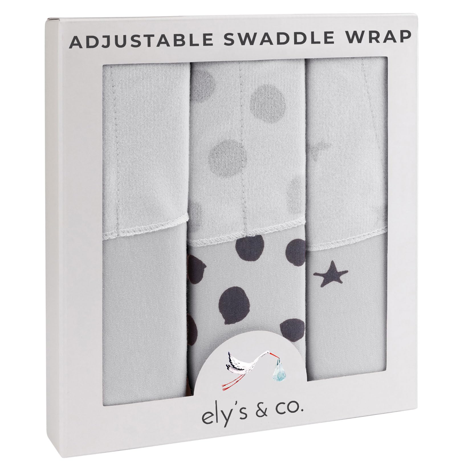 Ely's & Co. - Manta Ajustable para bebé (3 Unidades), Color Negro y Gris